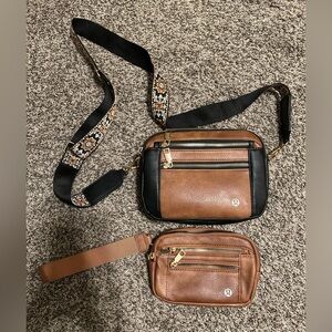 Brown and Black Crossbody Bag Set